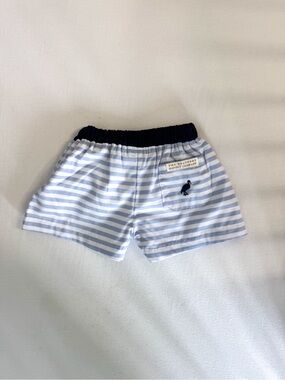 Striped Blue & White Kids Shorts with Navy Waistband